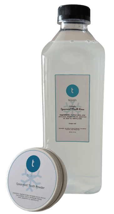 Spearmint Dry Toothpaste (2oz) + Spearmint Mouth Rinse (32oz) Bundle