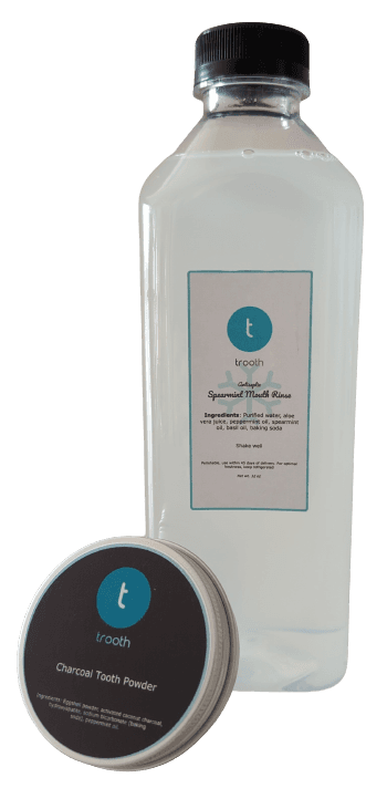 Charcoal Dry Toothpaste (2oz) + Spearmint Mouth Rinse (32oz) Bundle